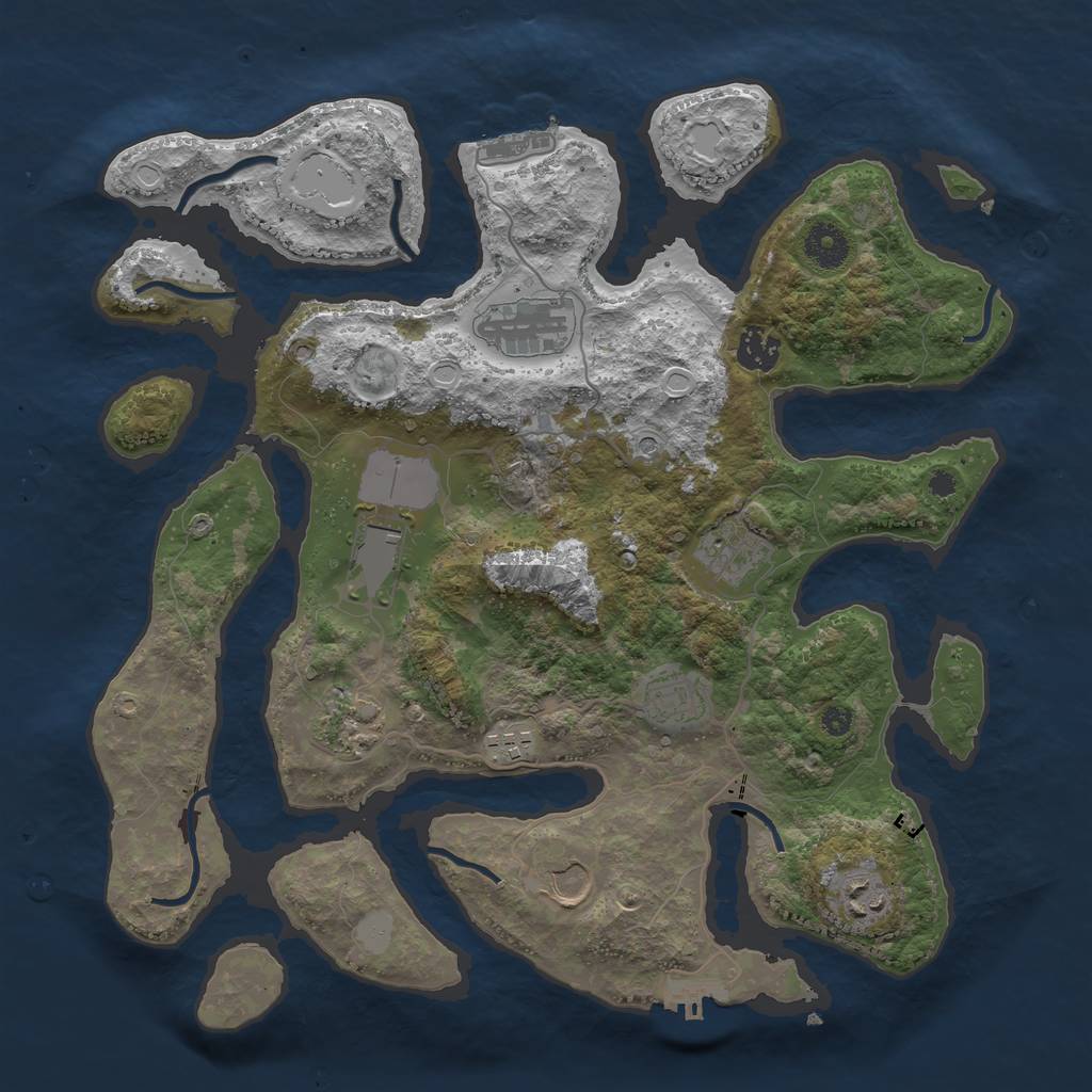 Rust Map: Procedural Map, Size: 3700, Seed: 28498, 17 Monuments