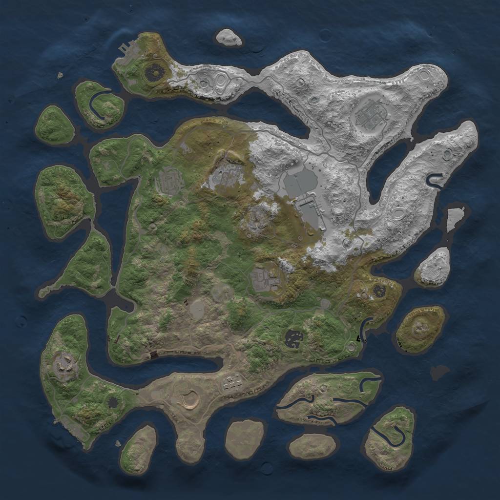 Rust Map: Procedural Map, Size: 4000, Seed: 1729, 17 Monuments