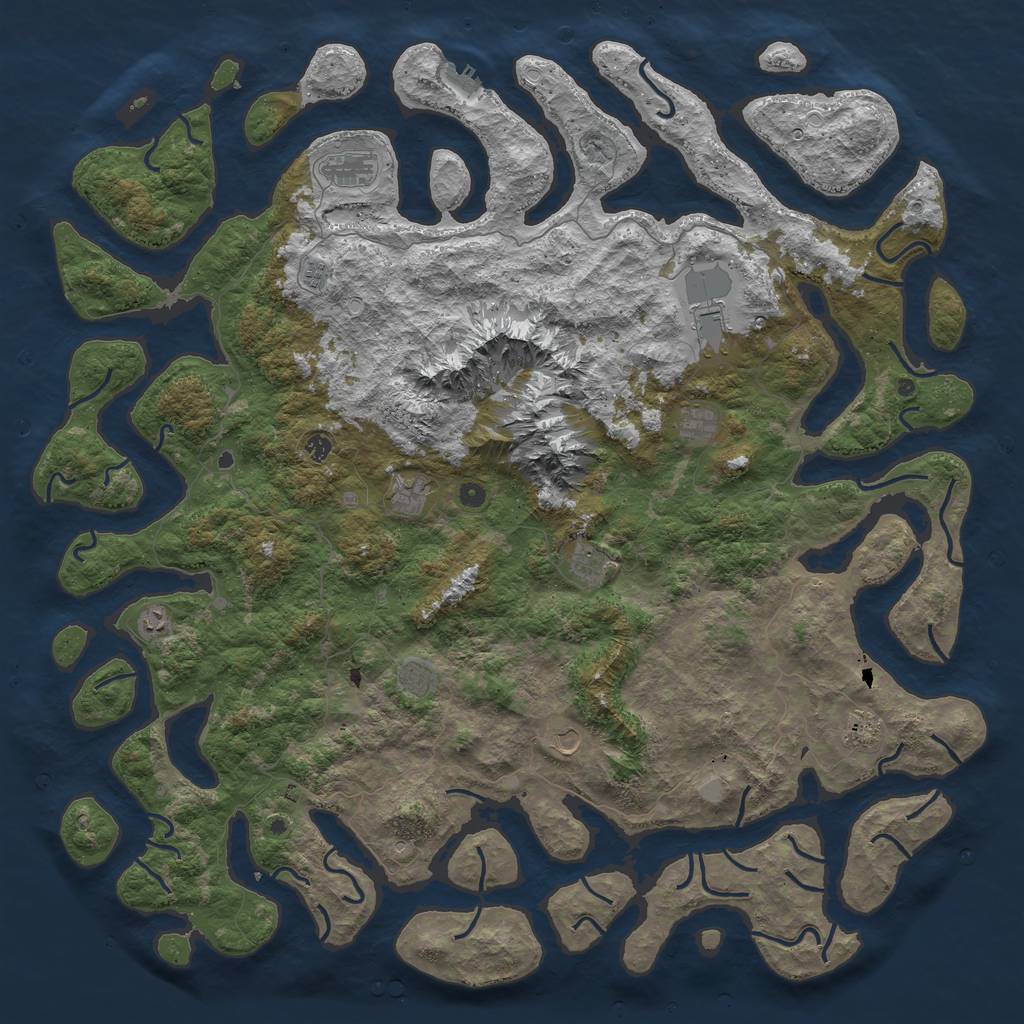 Rust Map: Procedural Map, Size: 6000, Seed: 666666, 18 Monuments