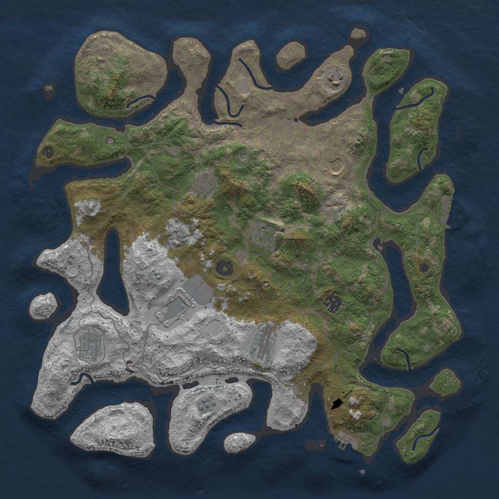 Rust Map: Procedural Map, Size: 4300, Seed: 528760532, 18 Monuments