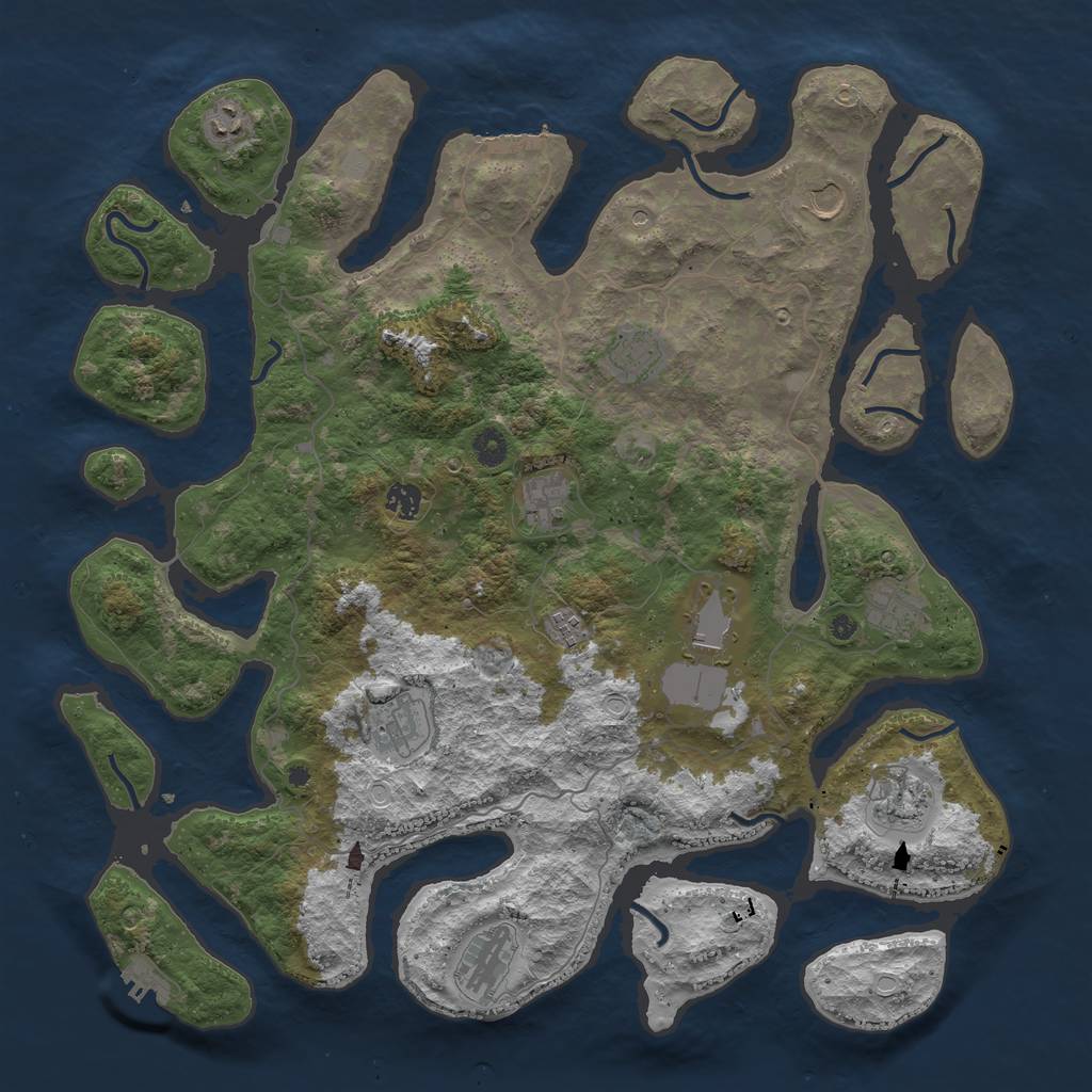 Rust Map: Procedural Map, Size: 4500, Seed: 985572733, 19 Monuments
