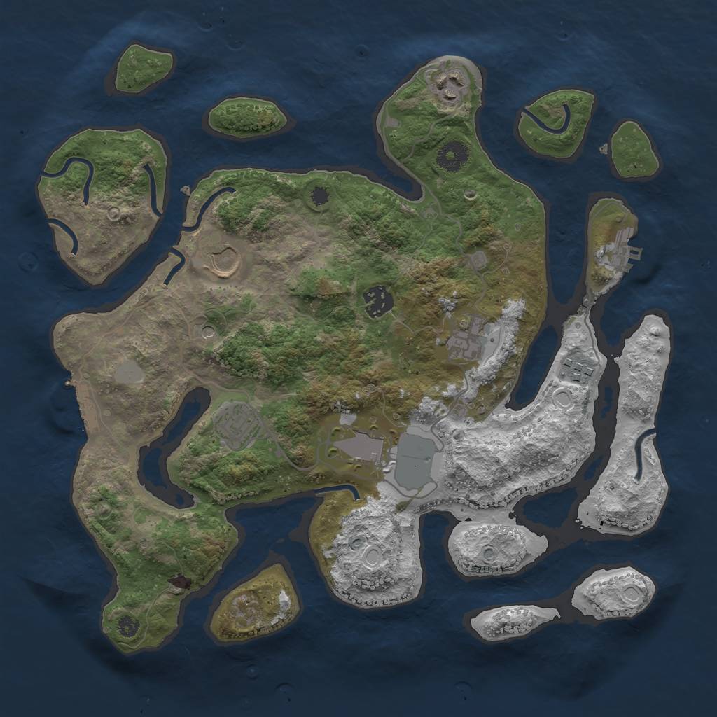 Rust Map: Procedural Map, Size: 3500, Seed: 856348555, 15 Monuments