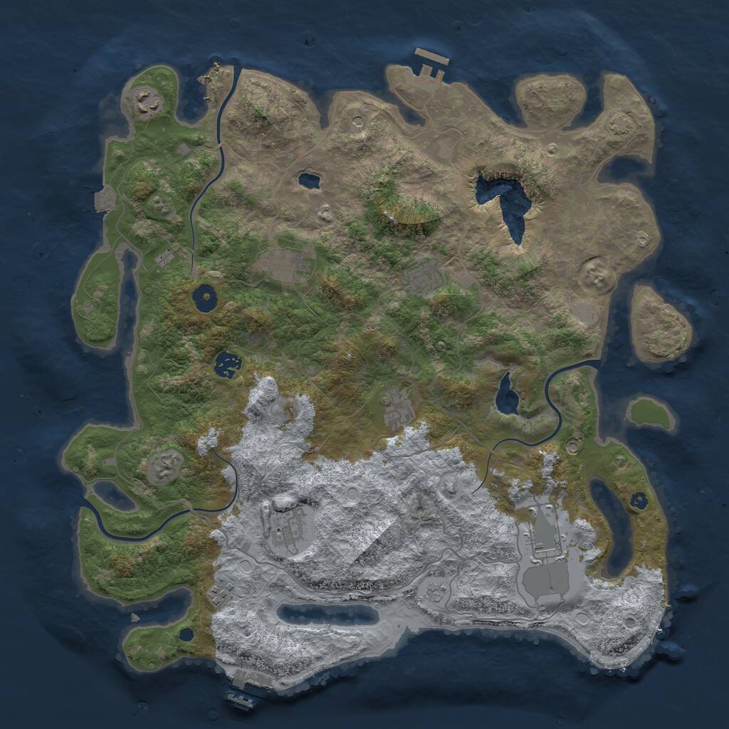 Rust Map: Procedural Map, Size: 4200, Seed: 123457, 14 Monuments