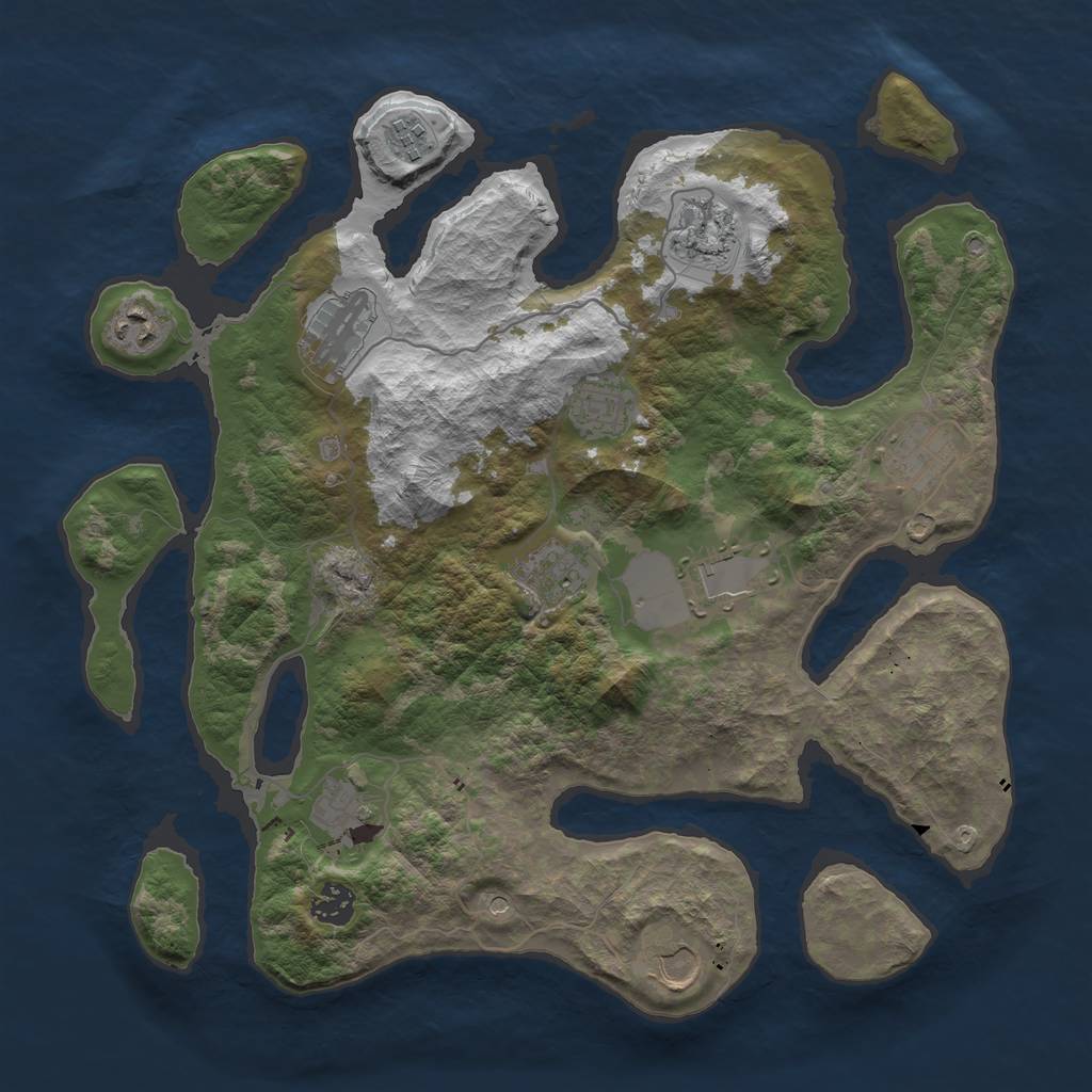 Rust Map: Barren, Size: 3750, Seed: 1498249923, 14 Monuments