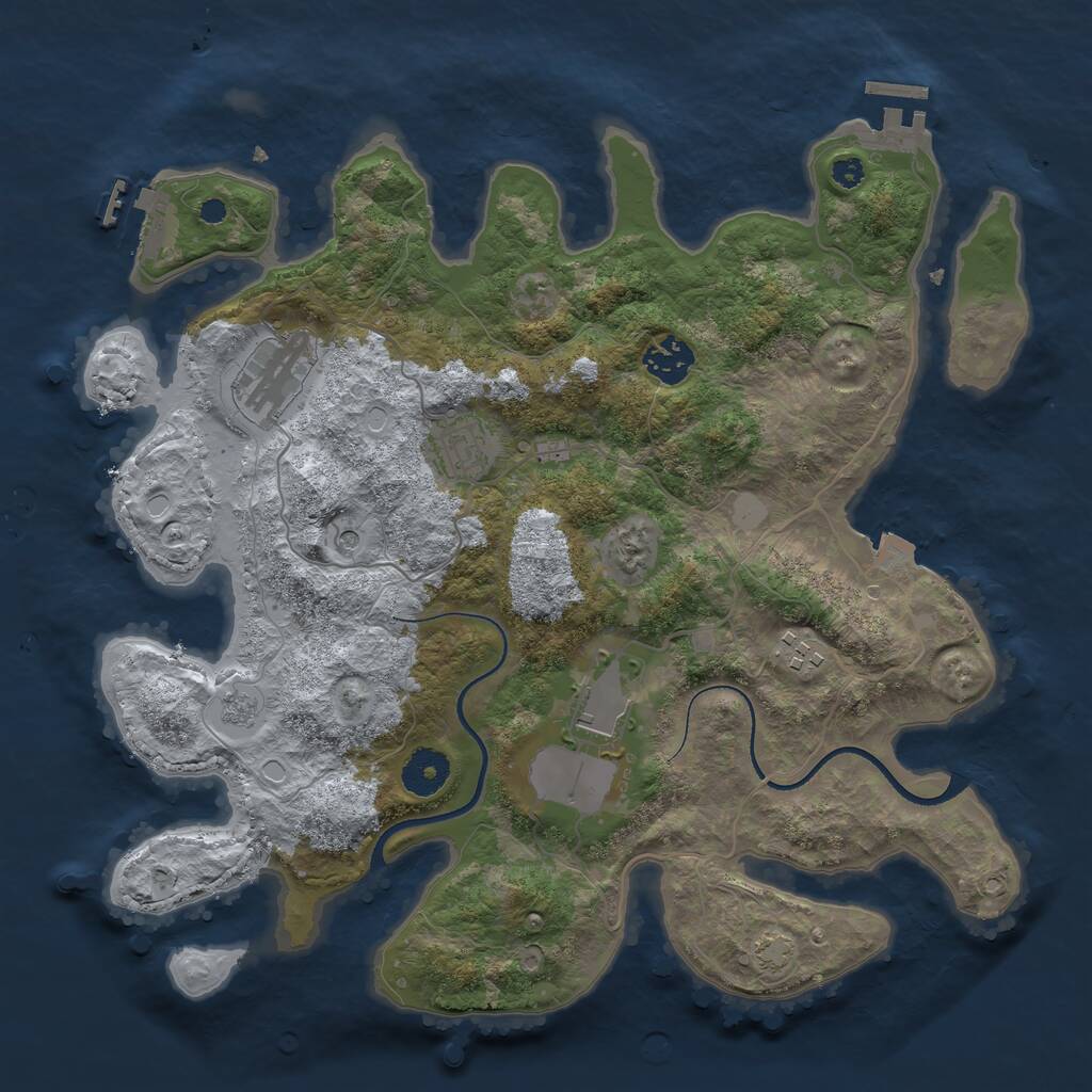 Rust Map: Procedural Map, Size: 3500, Seed: 800206648, 11 Monuments