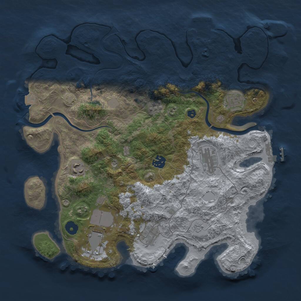 Rust Map: Procedural Map, Size: 3500, Seed: 1092996108, 13 Monuments