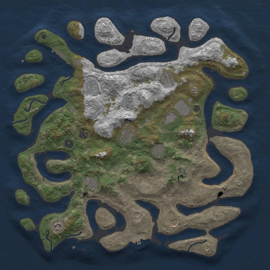 Rust Map: Procedural Map, Size: 4500, Seed: 1161587422, 19 Monuments