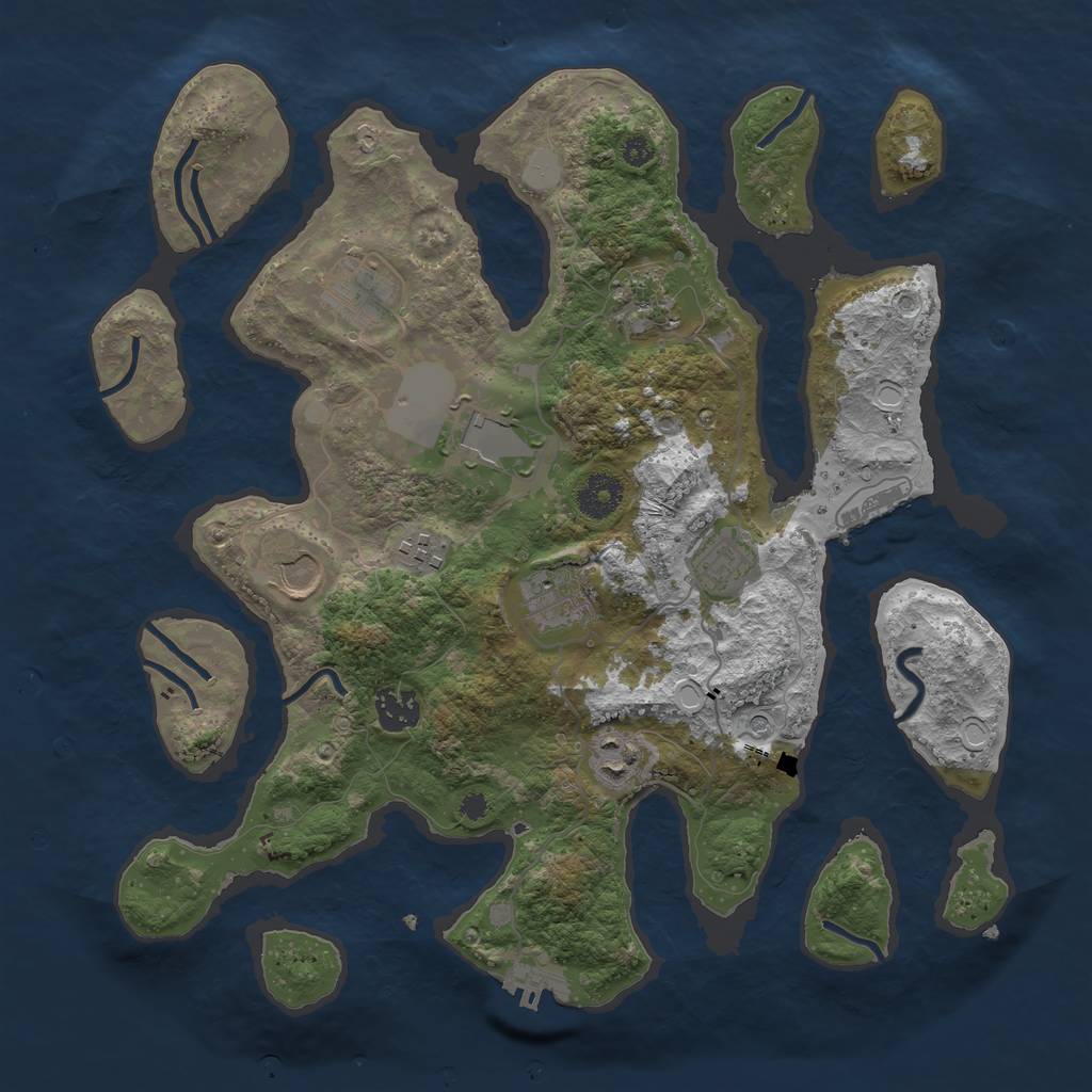 Rust Map: Procedural Map, Size: 3600, Seed: 1182133826, 17 Monuments