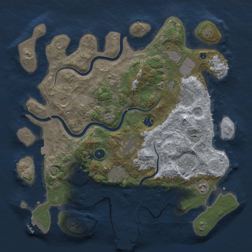 Rust Map: Procedural Map, Size: 3875, Seed: 144740305, 17 Monuments