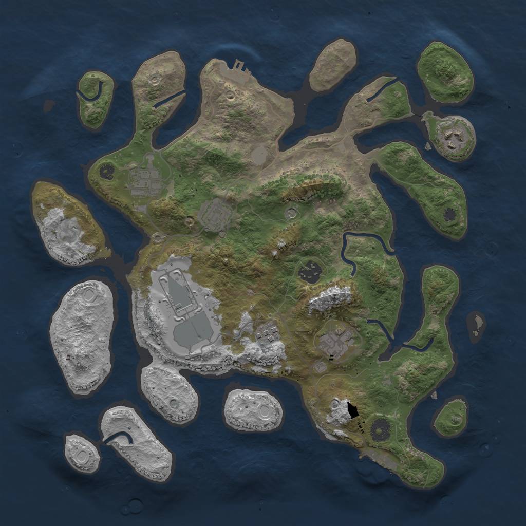 Rust Map: Procedural Map, Size: 3600, Seed: 1065660971, 15 Monuments