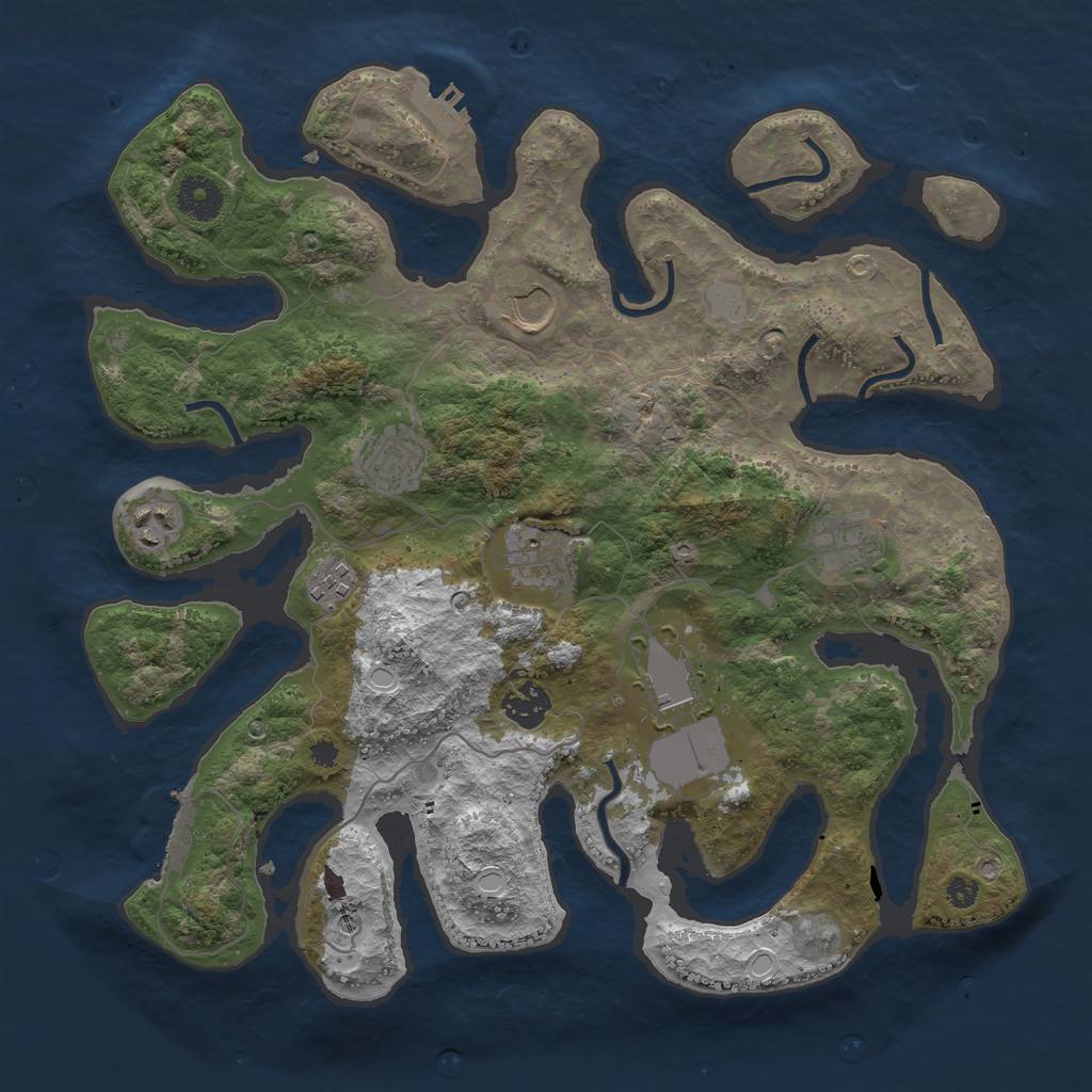 Rust Map: Procedural Map, Size: 3600, Seed: 14711418, 16 Monuments
