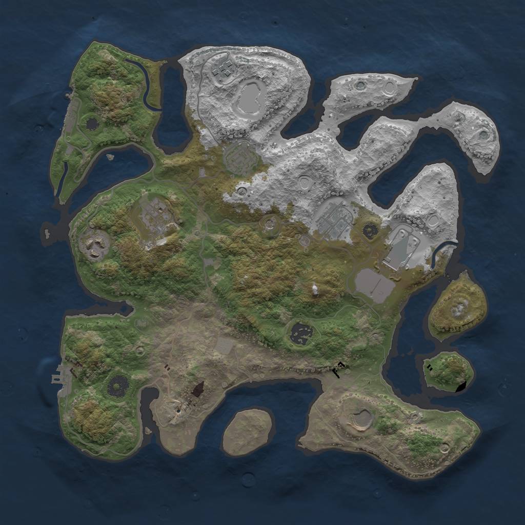 Rust Map: Procedural Map, Size: 3600, Seed: 8295, 16 Monuments
