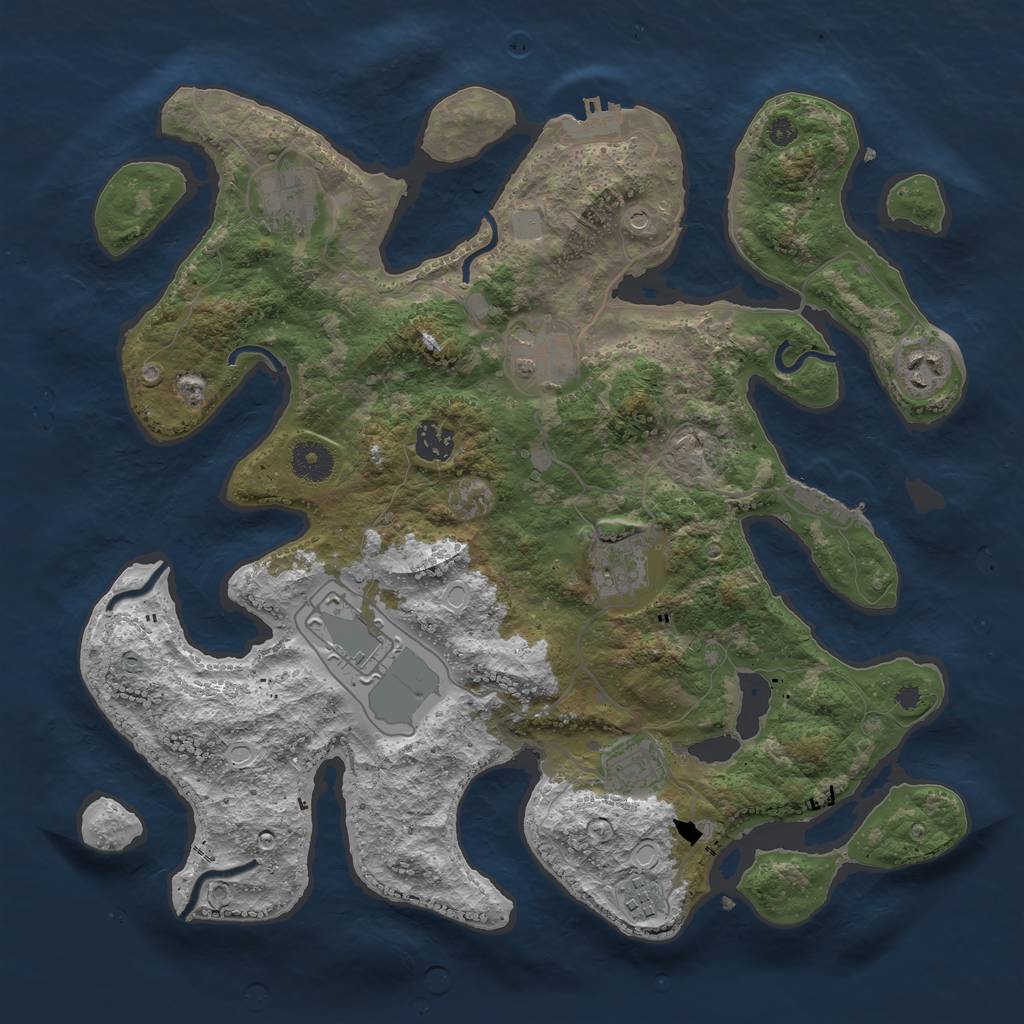 Rust Map: Procedural Map, Size: 3750, Seed: 119636641, 16 Monuments