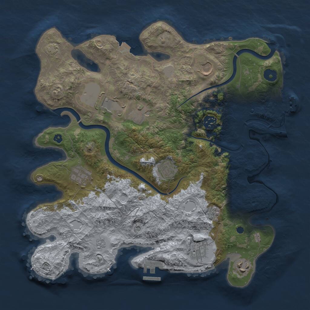Rust Map: Procedural Map, Size: 3550, Seed: 618947947, 15 Monuments