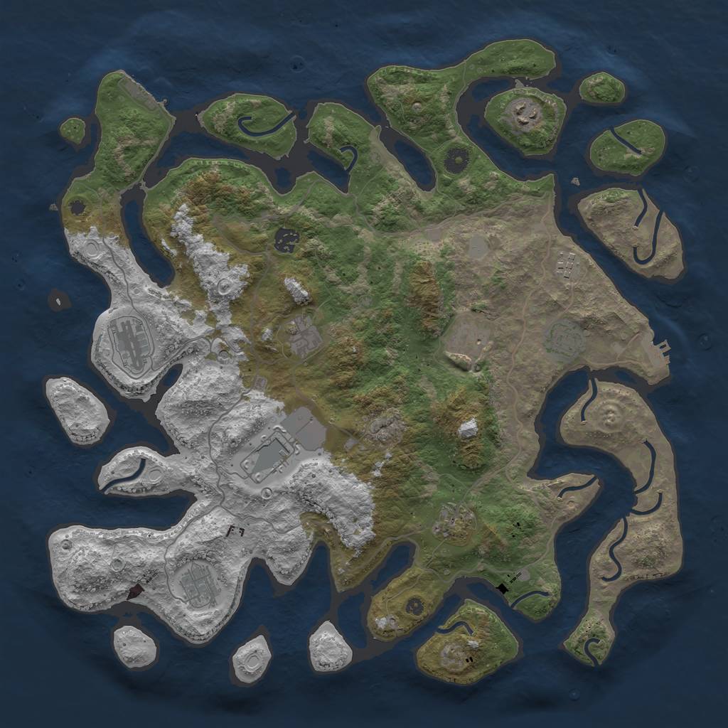 Rust Map: Procedural Map, Size: 4300, Seed: 521951330, 18 Monuments