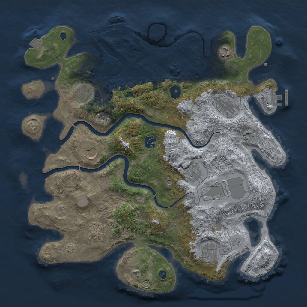 Rust Map: Procedural Map, Size: 3800, Seed: 782343, 16 Monuments