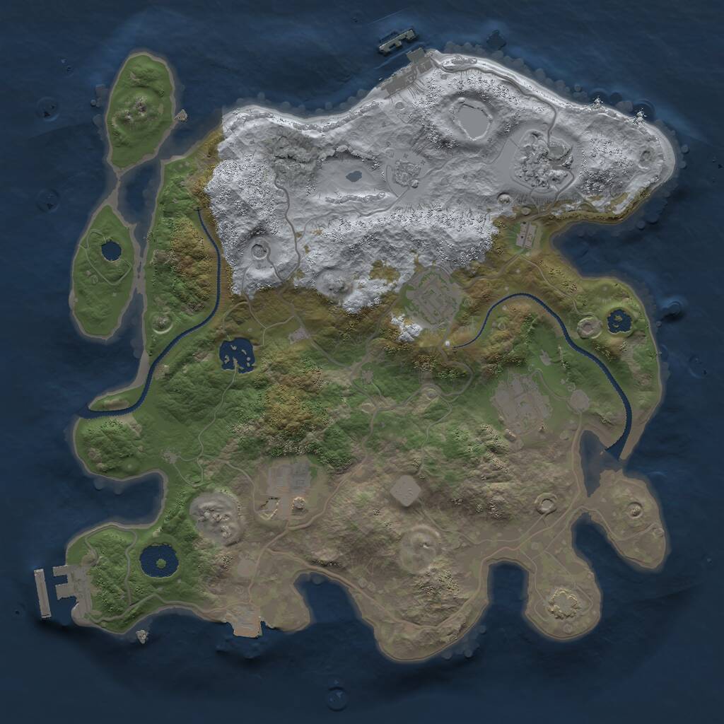 Rust Map: Procedural Map, Size: 3000, Seed: 652647, 11 Monuments