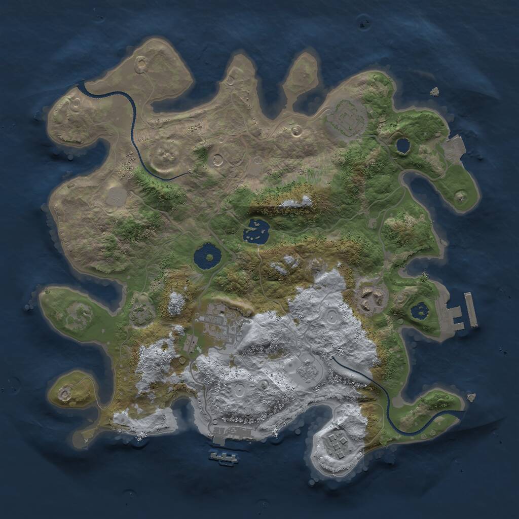 Rust Map: Procedural Map, Size: 3000, Seed: 830955, 11 Monuments