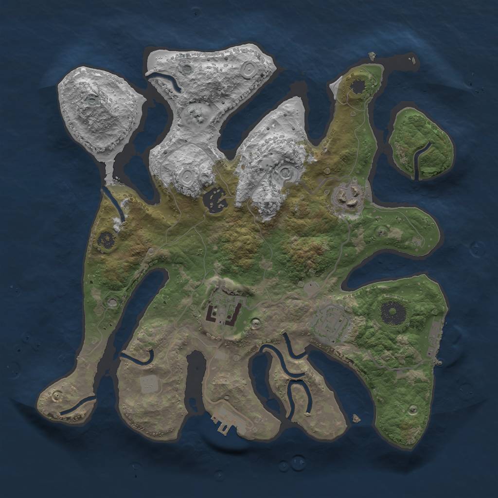 Rust Map: Procedural Map, Size: 3000, Seed: 566607, 12 Monuments