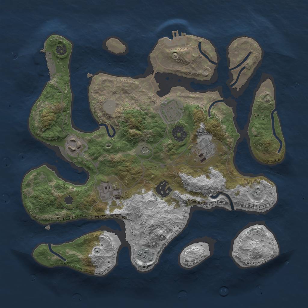 Rust Map: Procedural Map, Size: 3000, Seed: 913253, 14 Monuments