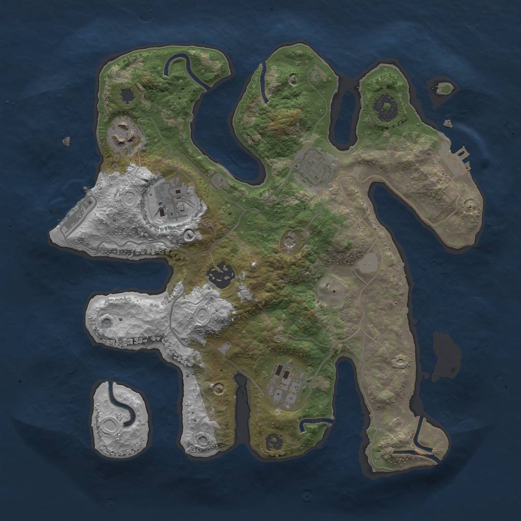 Rust Map: Procedural Map, Size: 3000, Seed: 185039, 13 Monuments