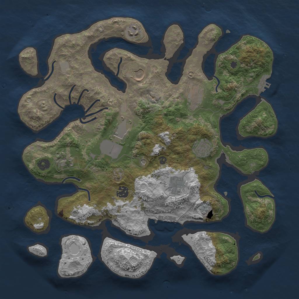 Rust Map: Procedural Map, Size: 3700, Seed: 120425579, 17 Monuments