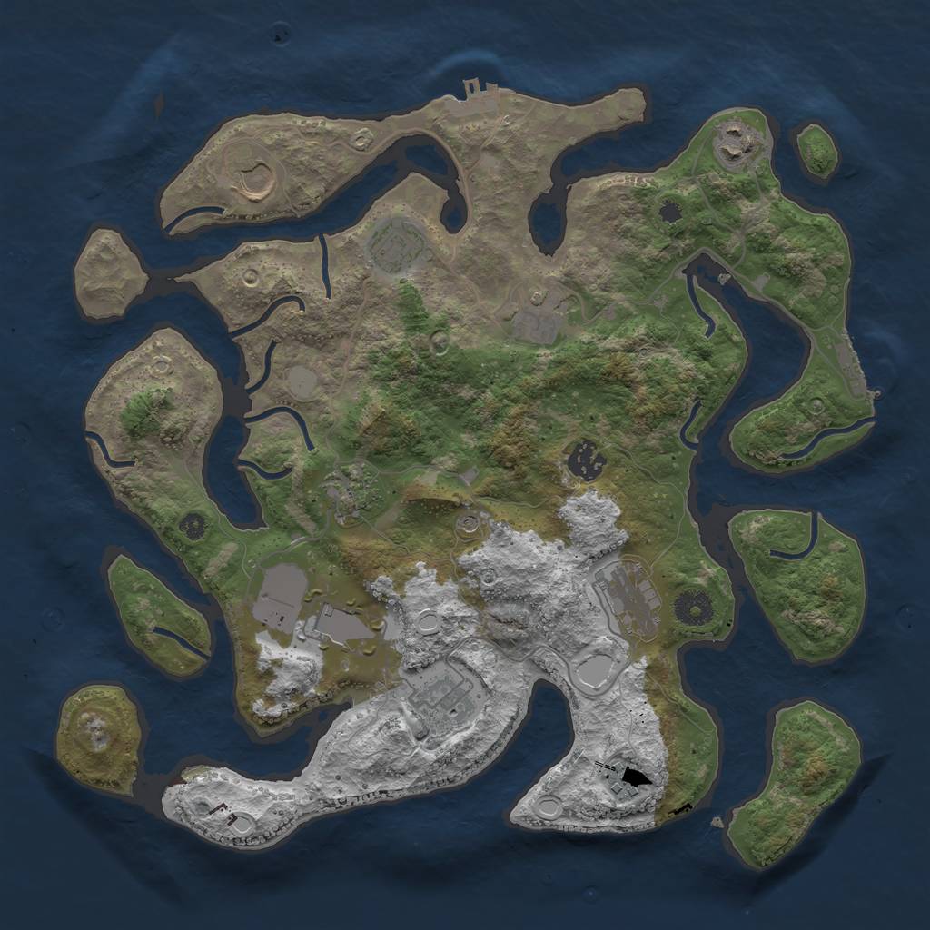 Rust Map: Procedural Map, Size: 3700, Seed: 675384786, 18 Monuments