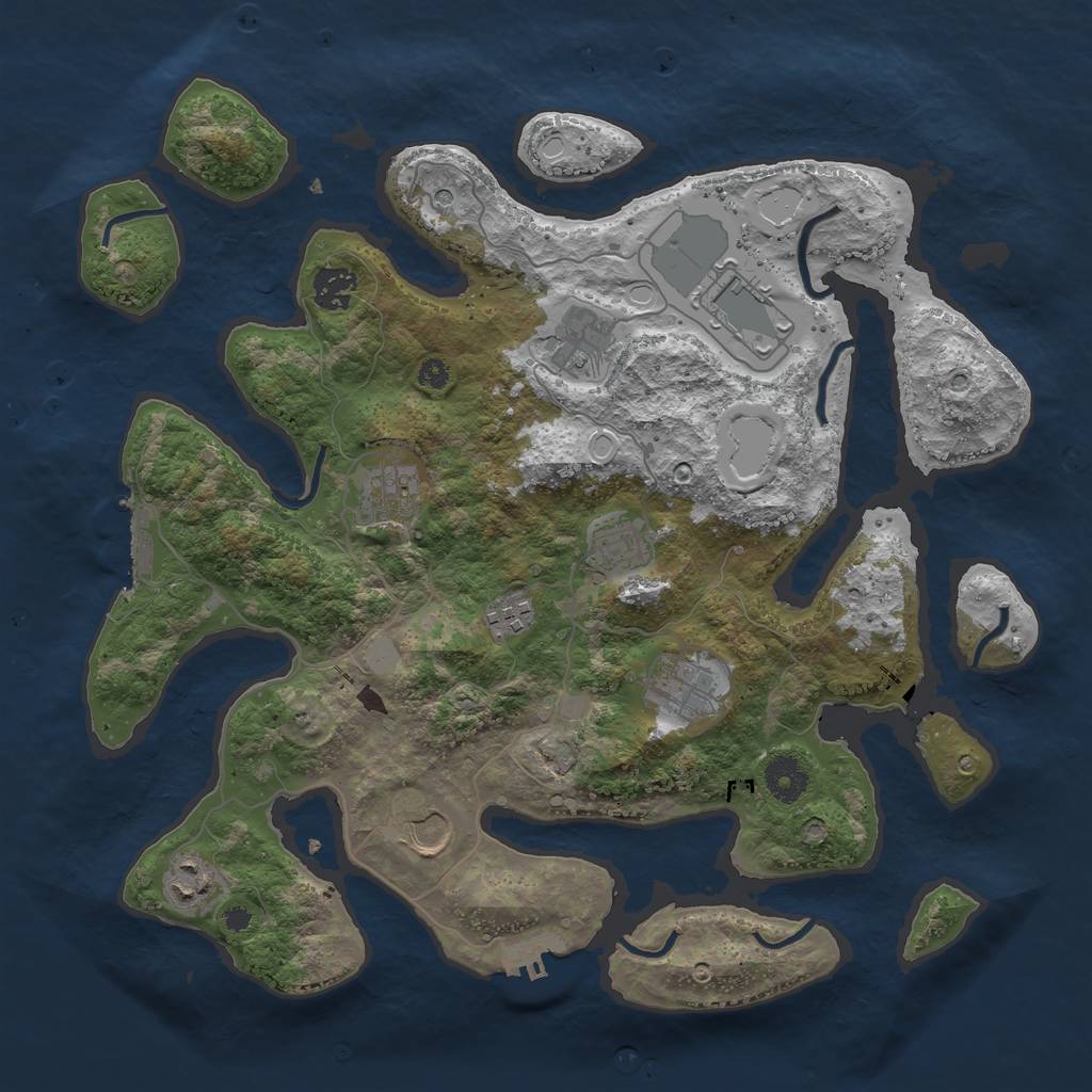 Rust Map: Procedural Map, Size: 3700, Seed: 7723, 17 Monuments