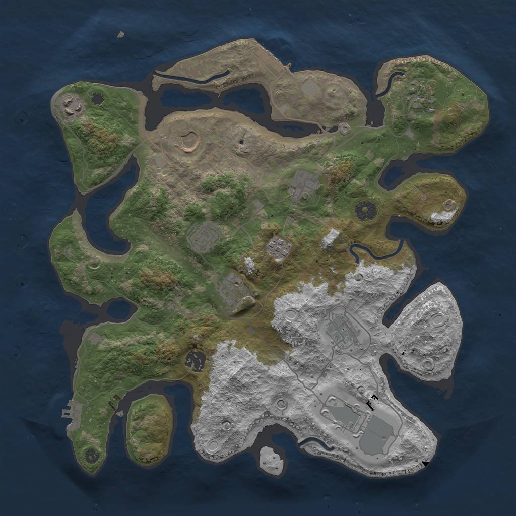 Rust Map: Procedural Map, Size: 3700, Seed: 1854928991, 18 Monuments