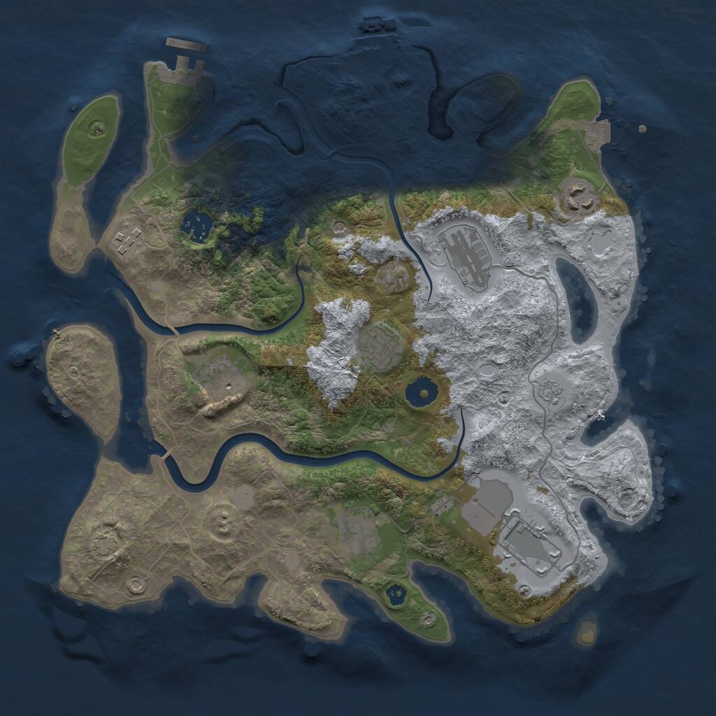 Rust Map: Procedural Map, Size: 3500, Seed: 1550648482, 14 Monuments