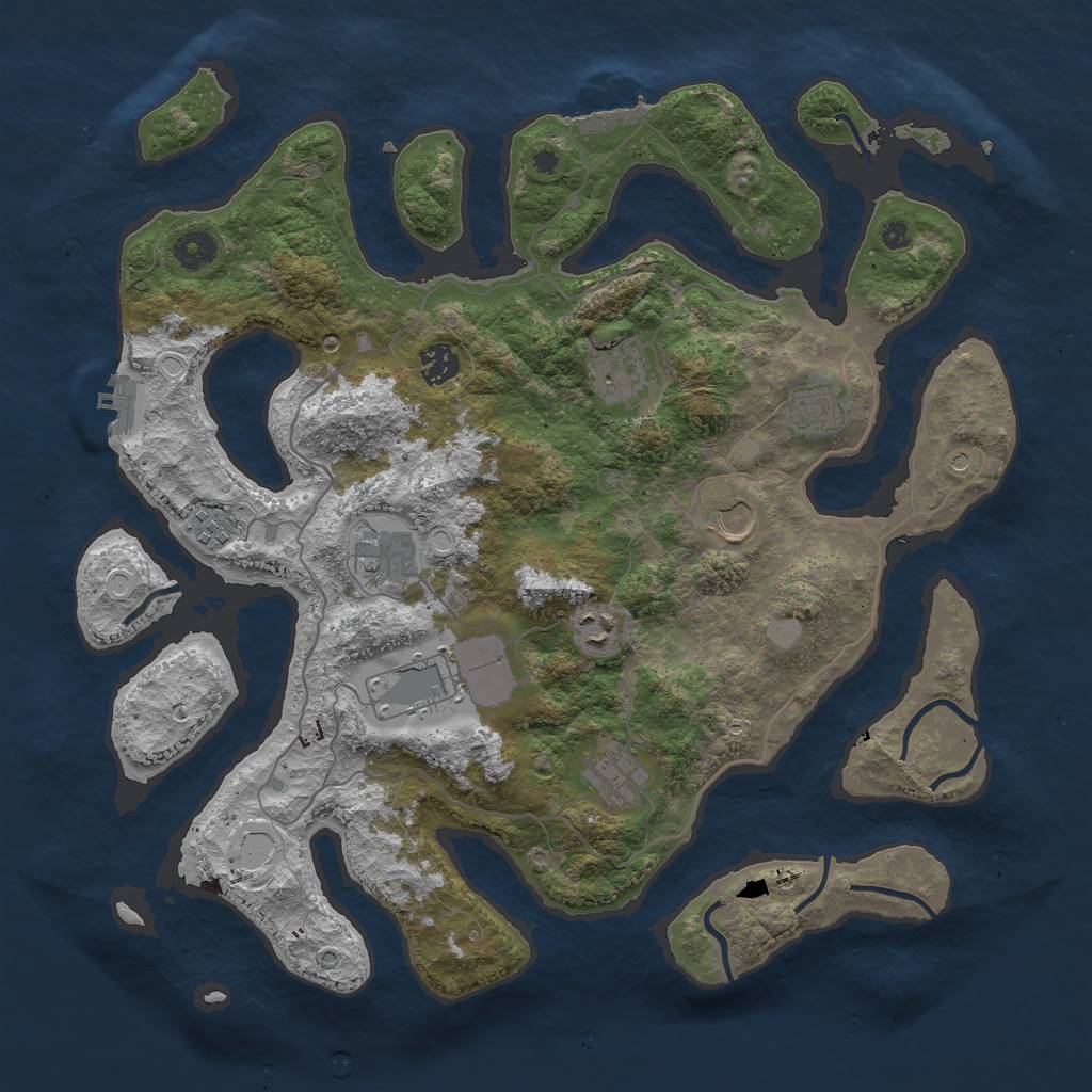 Rust Map: Procedural Map, Size: 4000, Seed: 409910, 17 Monuments