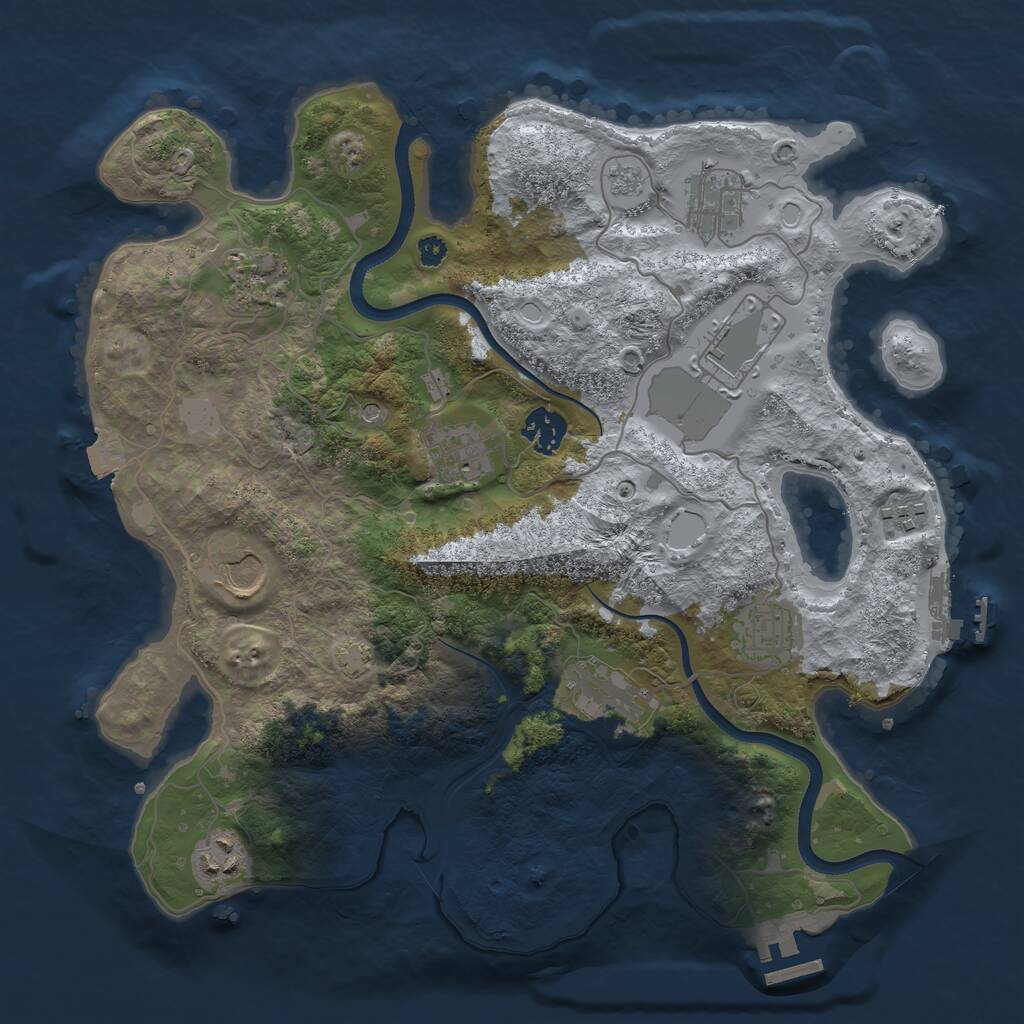Rust Map: Procedural Map, Size: 3500, Seed: 781998001, 16 Monuments