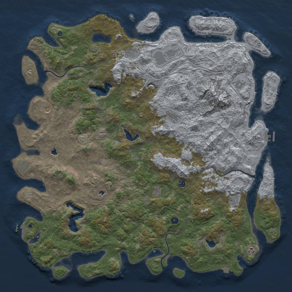 Rust Map: Procedural Map, Size: 6000, Seed: 1429273463, 17 Monuments