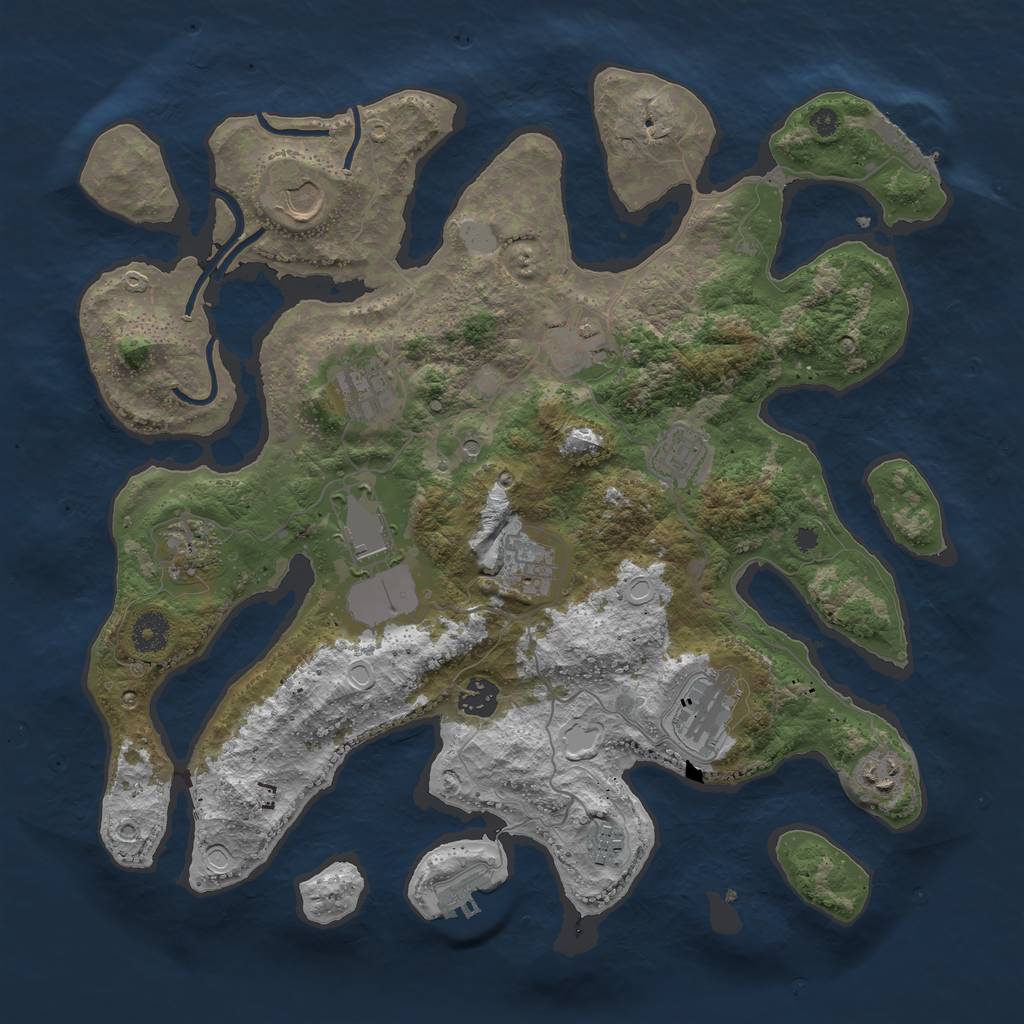 Rust Map: Procedural Map, Size: 3850, Seed: 1148310923, 19 Monuments
