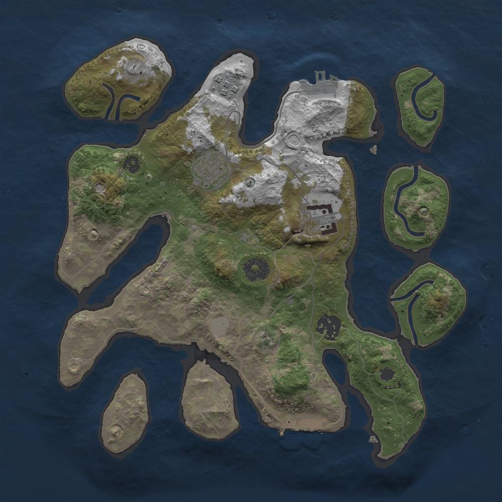 Rust Map: Procedural Map, Size: 3000, Seed: 54227872, 11 Monuments