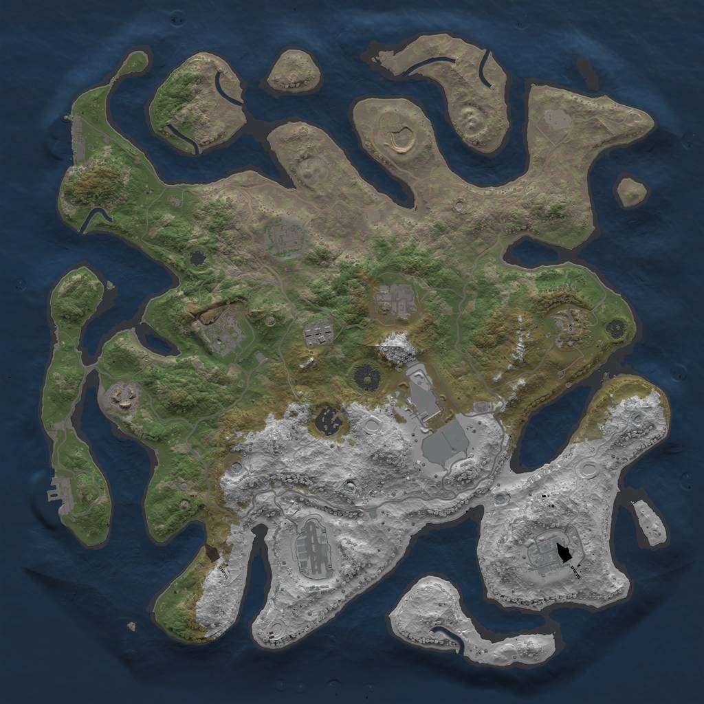 Rust Map: Procedural Map, Size: 4000, Seed: 182280, 19 Monuments