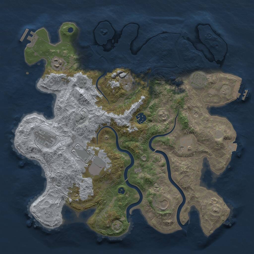 Rust Map: Procedural Map, Size: 3700, Seed: 1939677606, 15 Monuments