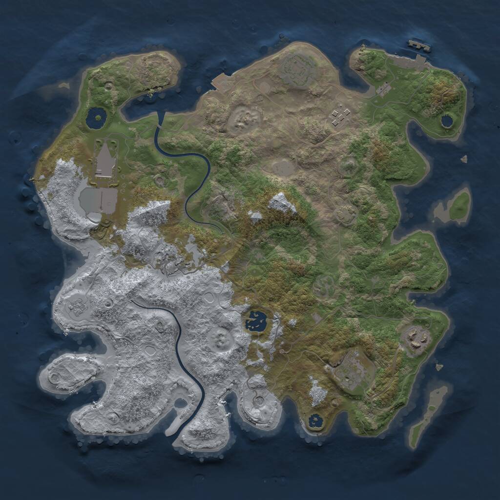 Rust Map: Procedural Map, Size: 3500, Seed: 27101227, 12 Monuments
