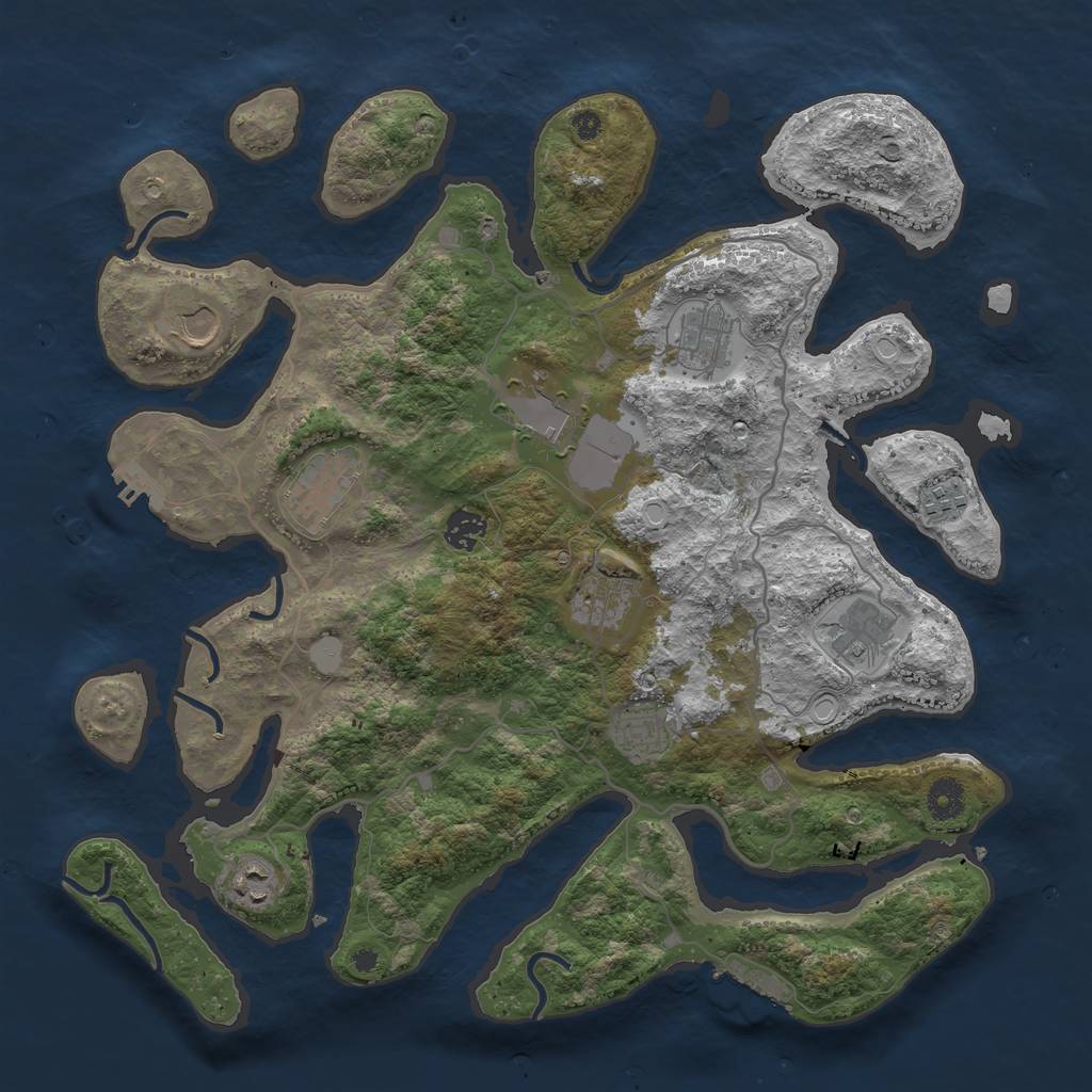 Rust Map: Procedural Map, Size: 4000, Seed: 877252573, 17 Monuments