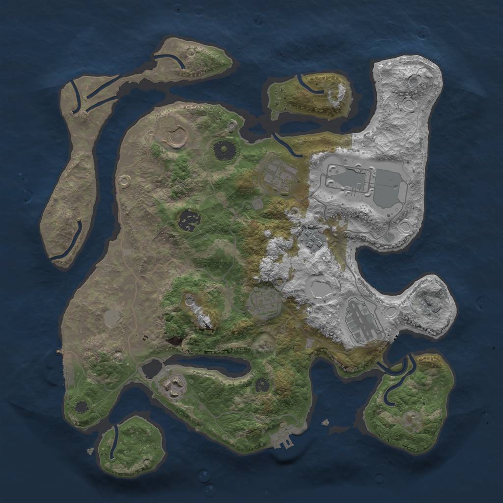 Rust Map: Procedural Map, Size: 3550, Seed: 555111333, 16 Monuments