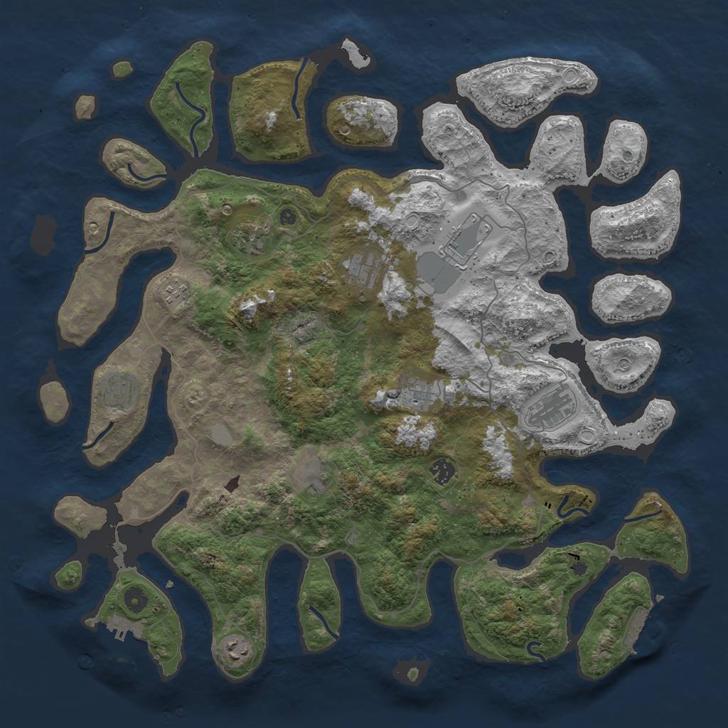 Rust Map: Procedural Map, Size: 4500, Seed: 42879, 18 Monuments