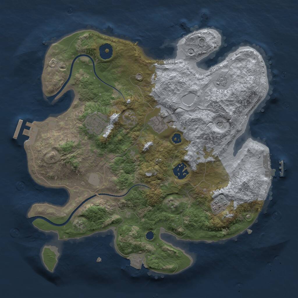 Rust Map: Procedural Map, Size: 3000, Seed: 6454654, 9 Monuments