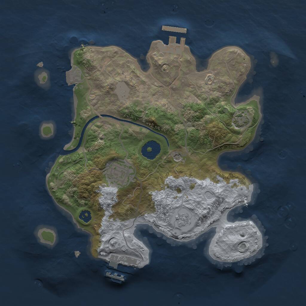 Rust Map: Procedural Map, Size: 2500, Seed: 213333800, 7 Monuments