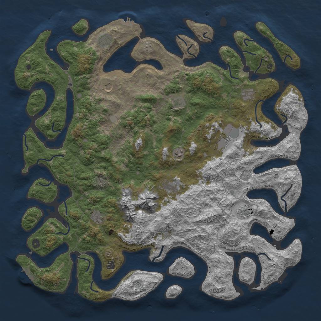 Rust Map: Procedural Map, Size: 5500, Seed: 215853214, 19 Monuments