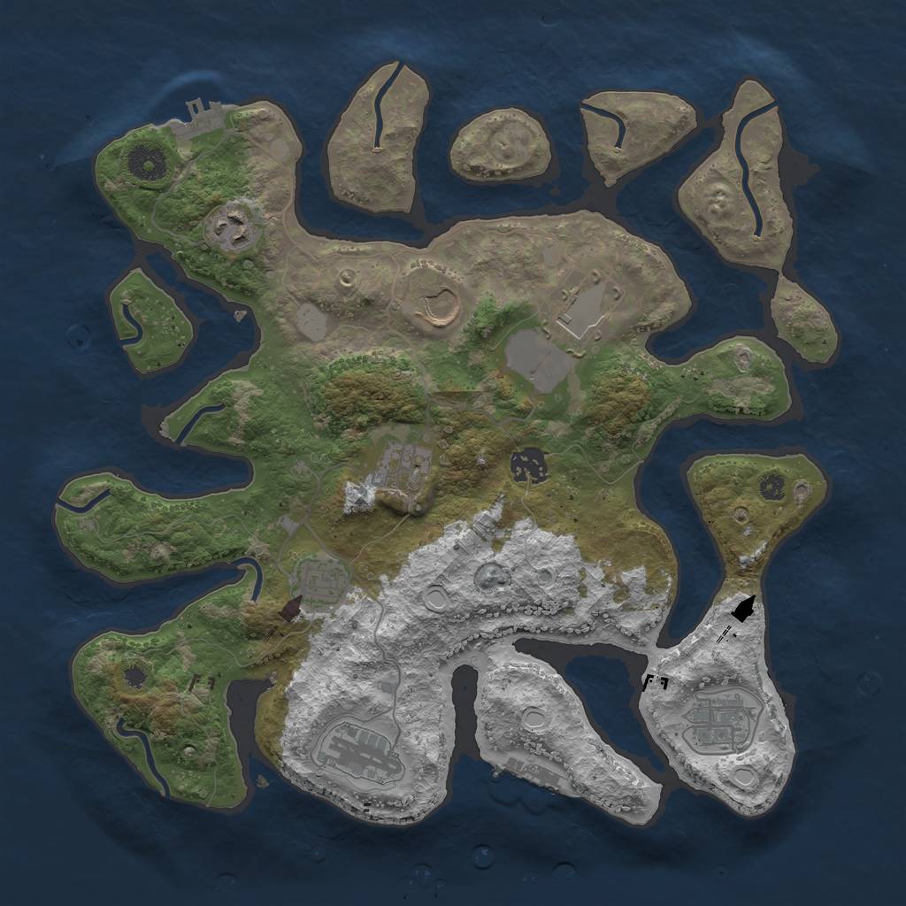 Rust Map: Procedural Map, Size: 3600, Seed: 2448, 15 Monuments