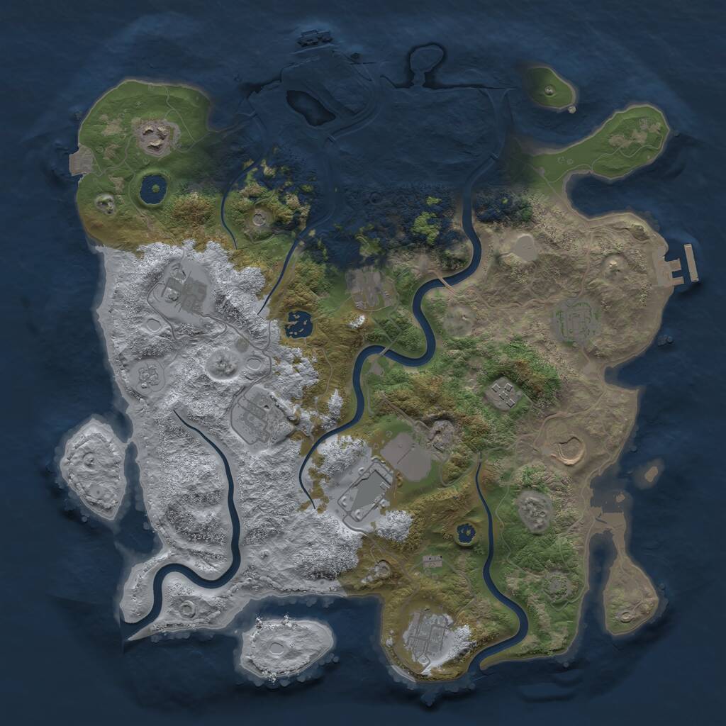 Rust Map: Procedural Map, Size: 3850, Seed: 1805765655, 16 Monuments