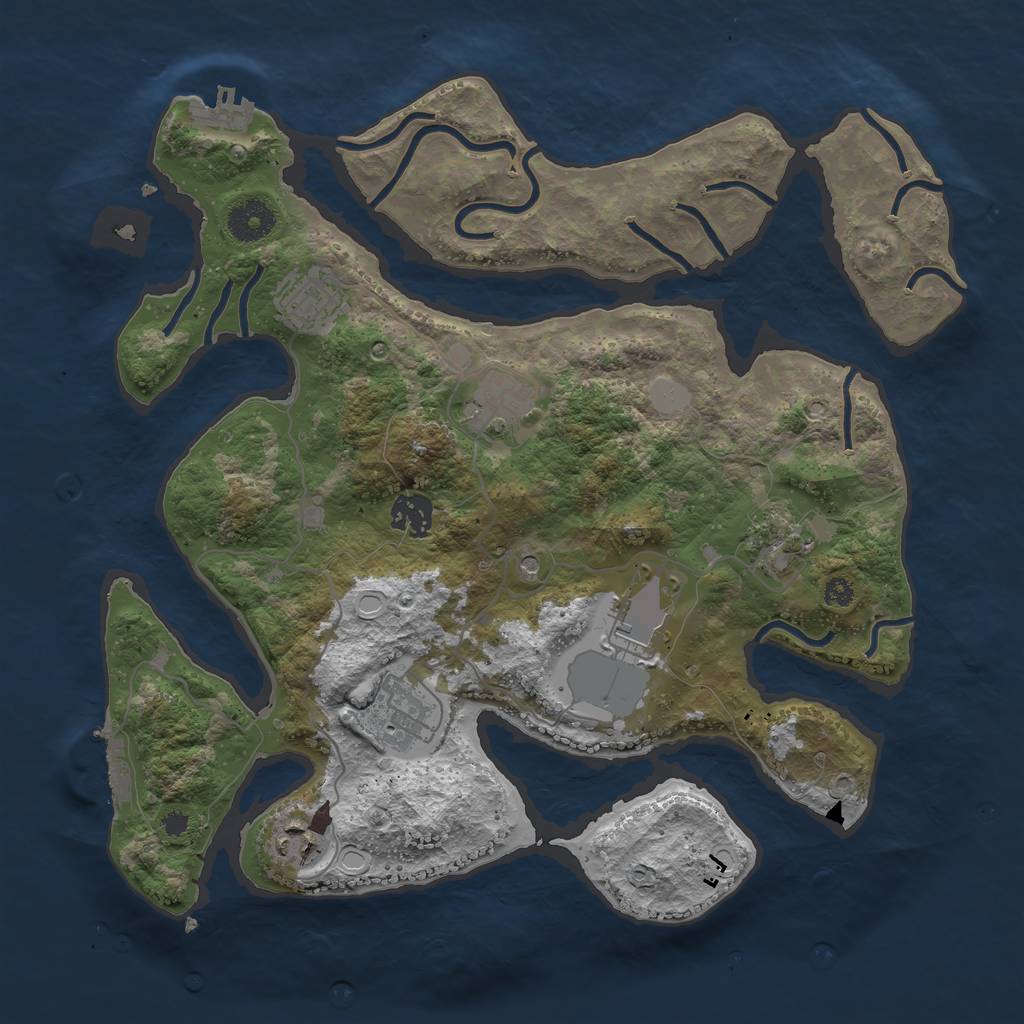 Rust Map: Procedural Map, Size: 3500, Seed: 45876464, 15 Monuments