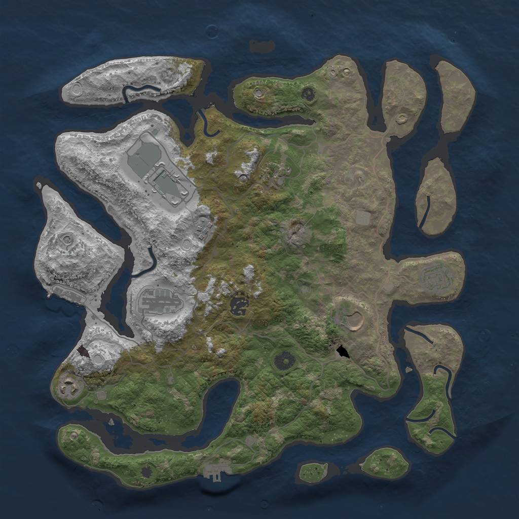 Rust Map: Procedural Map, Size: 4000, Seed: 414605628, 16 Monuments