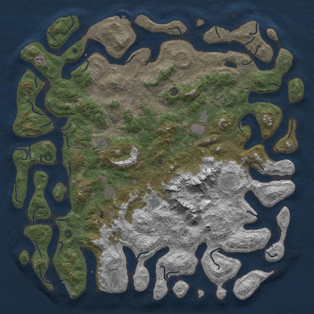 Rust Map: Procedural Map, Size: 6000, Seed: 5719345, 19 Monuments