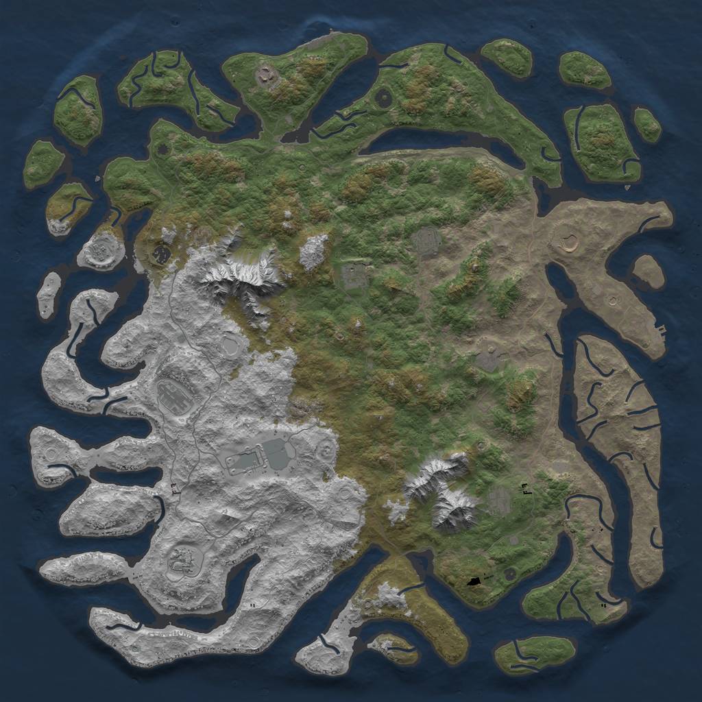 Rust Map: Procedural Map, Size: 6000, Seed: 1190185811, 19 Monuments